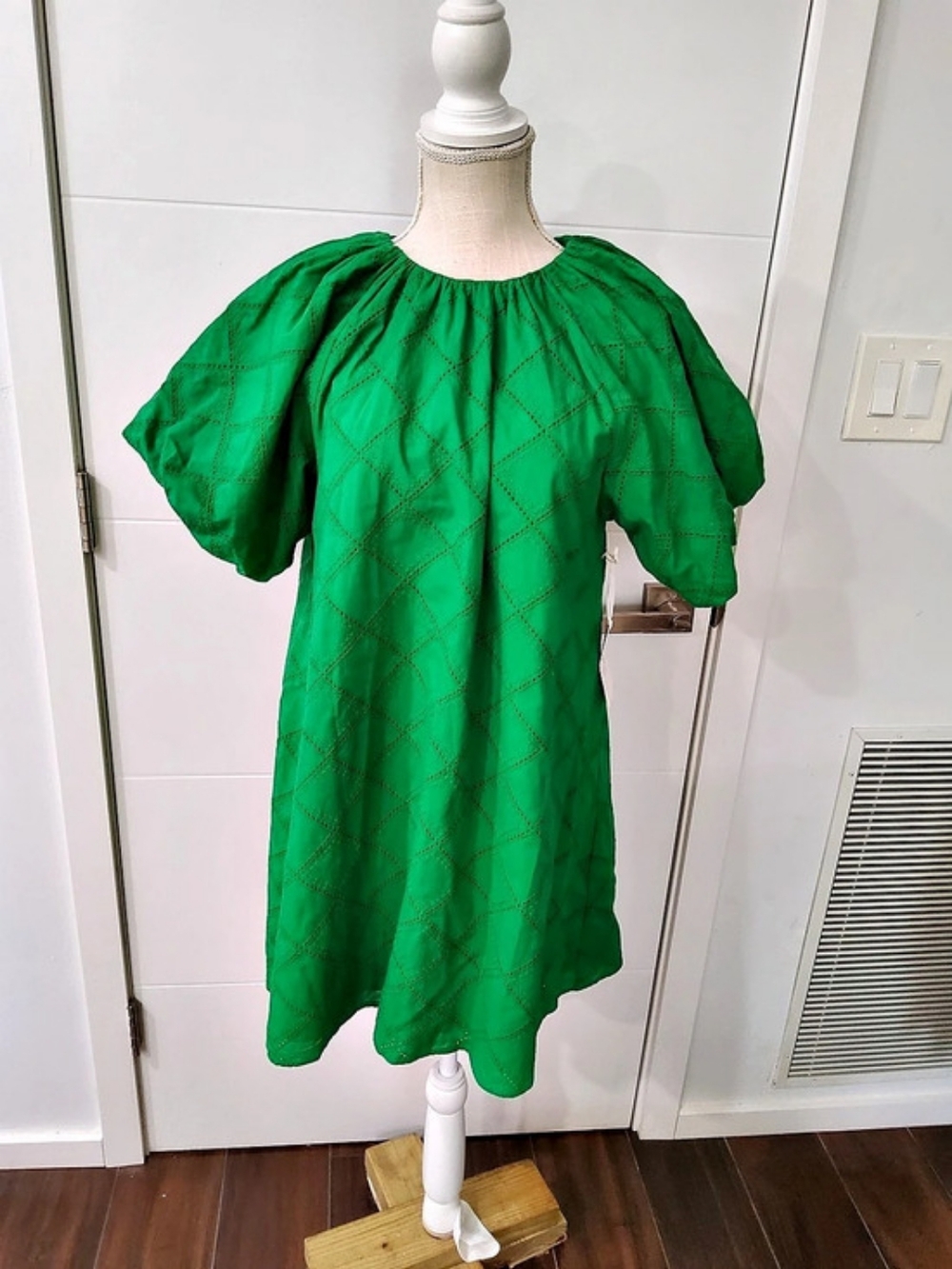 Hyacinth House Green Eyelet Mini Dress Size Small NWT